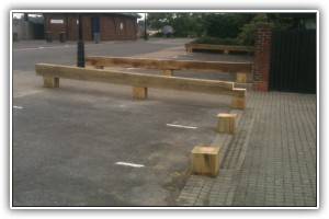 Timber car park traffic control is prepared for installation