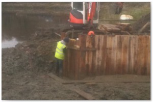 Dock refurbishment works, clearing the old dock of silt and buildup, reinforcing embankments and landscaping surrounding land.
