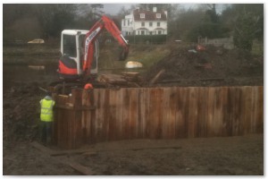 Dock refurbishment works, clearing the old dock of silt and buildup, reinforcing embankments and landscaping surrounding land.
