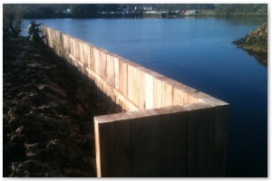 Dock refurbishment works, clearing the old dock of silt and buildup, reinforcing embankments and landscaping surrounding land.