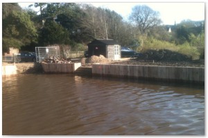 Dock refurbishment works, clearing the old dock of silt and buildup, reinforcing embankments and landscaping surrounding land.