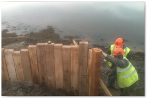 Dock refurbishment works, clearing the old dock of silt and buildup, reinforcing embankments and landscaping surrounding land.