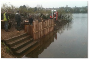 Dock refurbishment works, clearing the old dock of silt and buildup, reinforcing embankments and landscaping surrounding land.