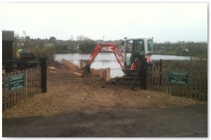 Dock refurbishment works, clearing the old dock of silt and buildup, reinforcing embankments and landscaping surrounding land.