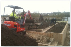 Dock refurbishment works, clearing the old dock of silt and buildup, reinforcing embankments and landscaping surrounding land.