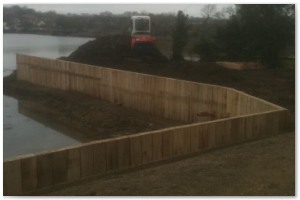 Dock refurbishment works, clearing the old dock of silt and buildup, reinforcing embankments and landscaping surrounding land.
