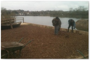 Dock refurbishment works, clearing the old dock of silt and buildup, reinforcing embankments and landscaping surrounding land.
