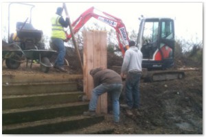 Dock refurbishment works, clearing the old dock of silt and buildup, reinforcing embankments and landscaping surrounding land.