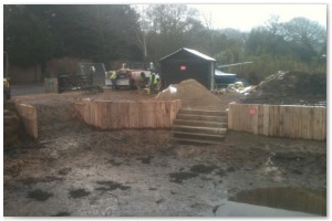 Dock refurbishment works, clearing the old dock of silt and buildup, reinforcing embankments and landscaping surrounding land.
