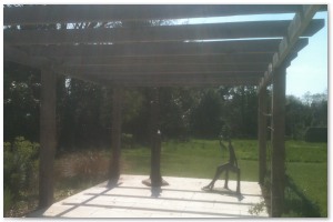 Bespoke oak pergola to the customers specifications. Supplied and installed by Lyndhurst Landscaping and Maintenance.
