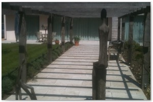 Bespoke oak pergola to the customers specifications. Supplied and installed by Lyndhurst Landscaping and Maintenance.